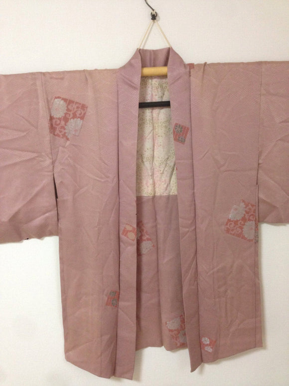 Kimono, Vintage Japanese Haori, dark pink  haori, Kimono jacket,kimono cardigan, short robe, made in Japan, Free shipping