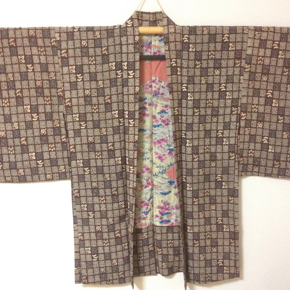 Brown Haori, Vintage brown Japanese Haori, Kimono, Kimono jacket, simple haori, kanji kimono, free shipping
