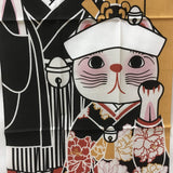 Tenugui, Cat Japanese wedding ceremony, wrapping cloth, Japanese fabric, cotton fabric,  tapestry, tenugui gift, cat tenugui