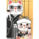 Tenugui, Cat Japanese wedding ceremony, wrapping cloth, Japanese fabric, cotton fabric,  tapestry, tenugui gift, cat tenugui