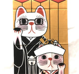 Tenugui, Cat Japanese wedding ceremony, wrapping cloth, Japanese fabric, cotton fabric,  tapestry, tenugui gift, cat tenugui