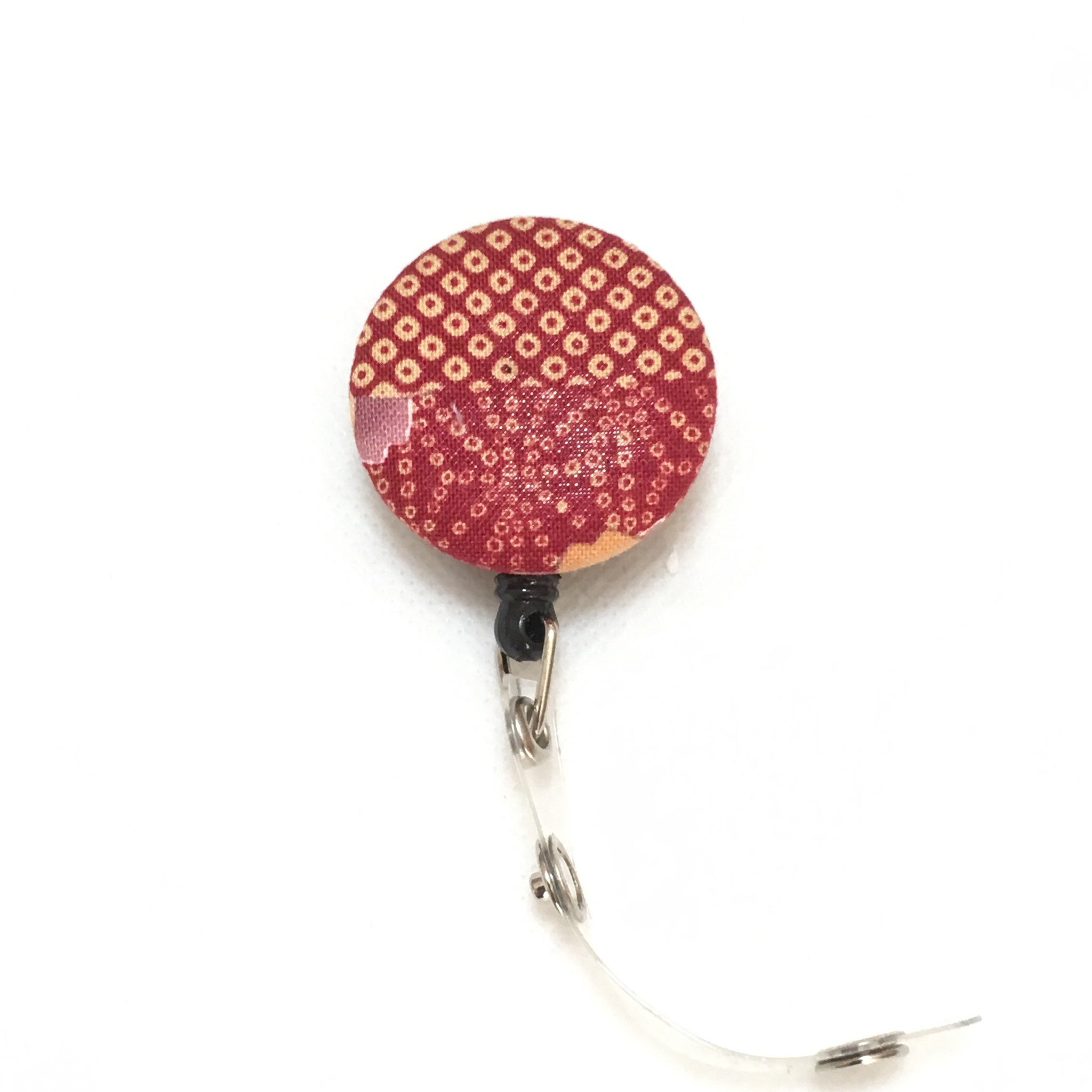 Red Badge reel, Name ID Badge Clip with Japanese fabric, Japanese
