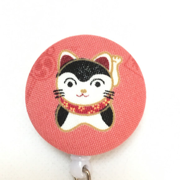 Komainu Badge reel, dogName ID Badge Clip with Japanese fabric button, –  SmithJack Japan