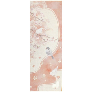 Tenugui, bird and cherry blossom , Japanese fabric, wrapping cloth, Japanese fabric, cotton fabric,  Bunri