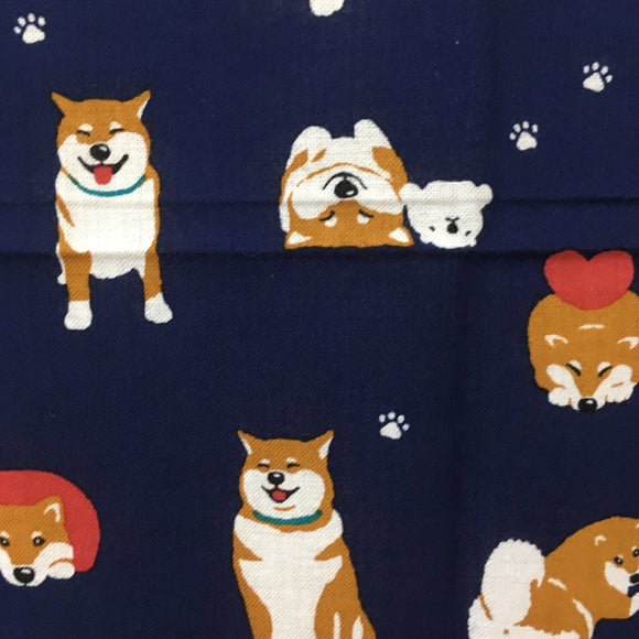 Shiba inu Maru, Tenugui, Japanese hand towel, shiba dog, Japanese dog pattern, Hand Dyed cotton fabric, tapestry, dog lover, free shipping