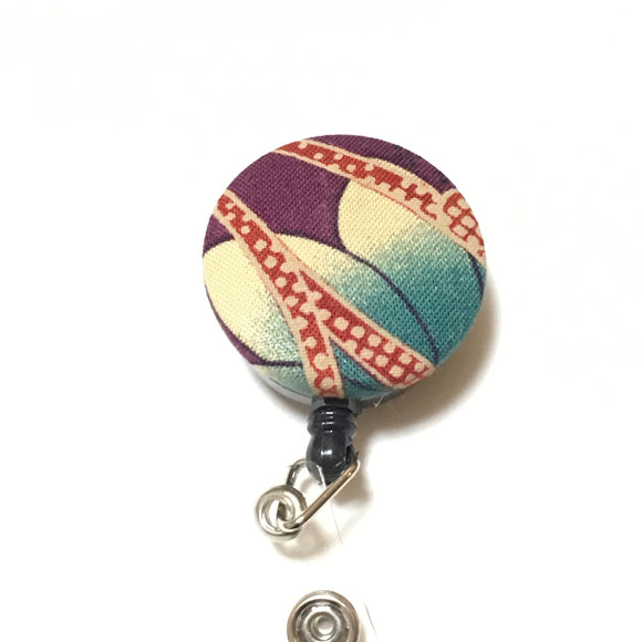 Purple Name ID Badge Clip with Japanese fabric, Japanese Badge Lanyard, Badge Holder, floral