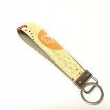 Yellow Key Fob wristlet, Japanese key fob, goldfish pattern Fabric Key Chain, Japanese kimono pattern Fabric key fob