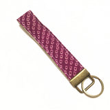 Wristlet Key Fob, Fabric Key Chain, Japanese kimono pattern Fabric key fob, wristlet, purple shibori