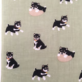 Black Shiba inu, Tenugui, Japanese hand towel, shiba dog, Japanese dog pattern, Hand Dyed cotton fabric, tapestry, dog lover, puppy