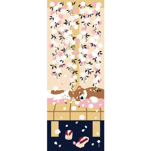 Tenugui, spring dog & cat fabric, wrapping cloth, Japanese fabric, cotton fabric,  tapestry, kawaii shiba inu, Free shipping