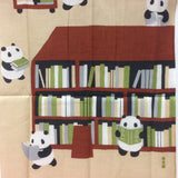 Panda Tenugui, Japanese hand towel, panda library, cotton fabric, tapestry, gift ideas, animal gift, Japanese fabric, gift for librarian