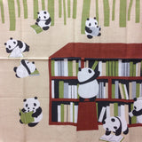 Panda Tenugui, Japanese hand towel, panda library, cotton fabric, tapestry, gift ideas, animal gift, Japanese fabric, gift for librarian