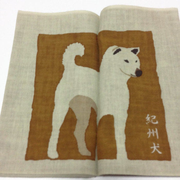 Tenugui book, Japanese dog fabric book, shiba inu, tosa ken, wrapping  cloth, Japanese cotton fabric, tapestry, Made in Japan, white shiba
