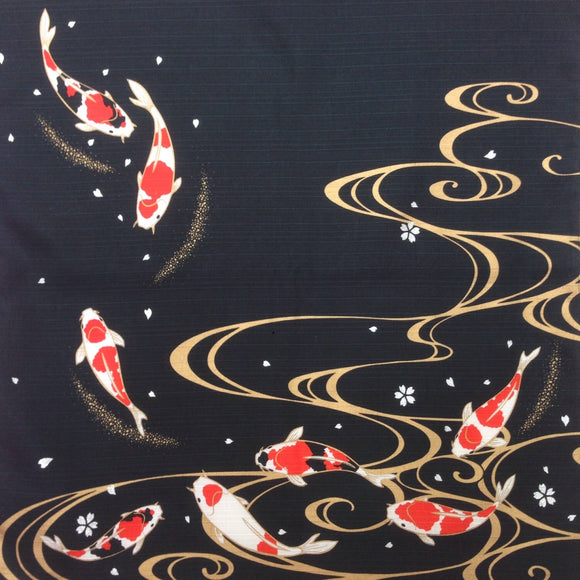 Nishiki carp Furoshiki, 50cm x50cm, colored carp pattern Japanese wrapping cloth, fabric for sewing
