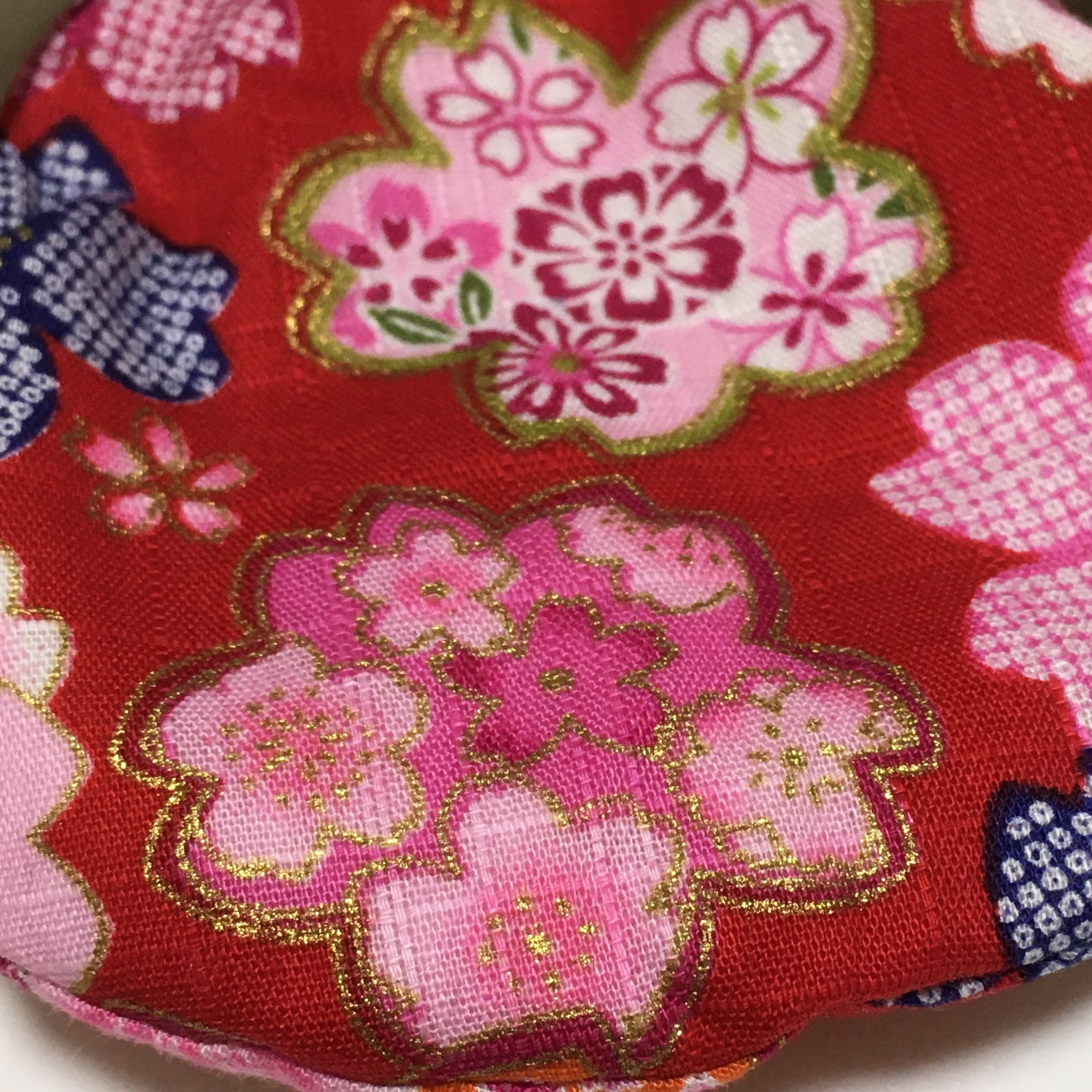 2 pcs Pattern Red Japanese Women Portable Cherry Blossom Style Purse Coin  Draw Lady for Cosmetic Pouch 